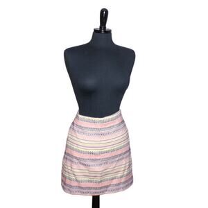 Ann Taylor LOFT Mini Skirt Stripes Pink Black Yellow White 8